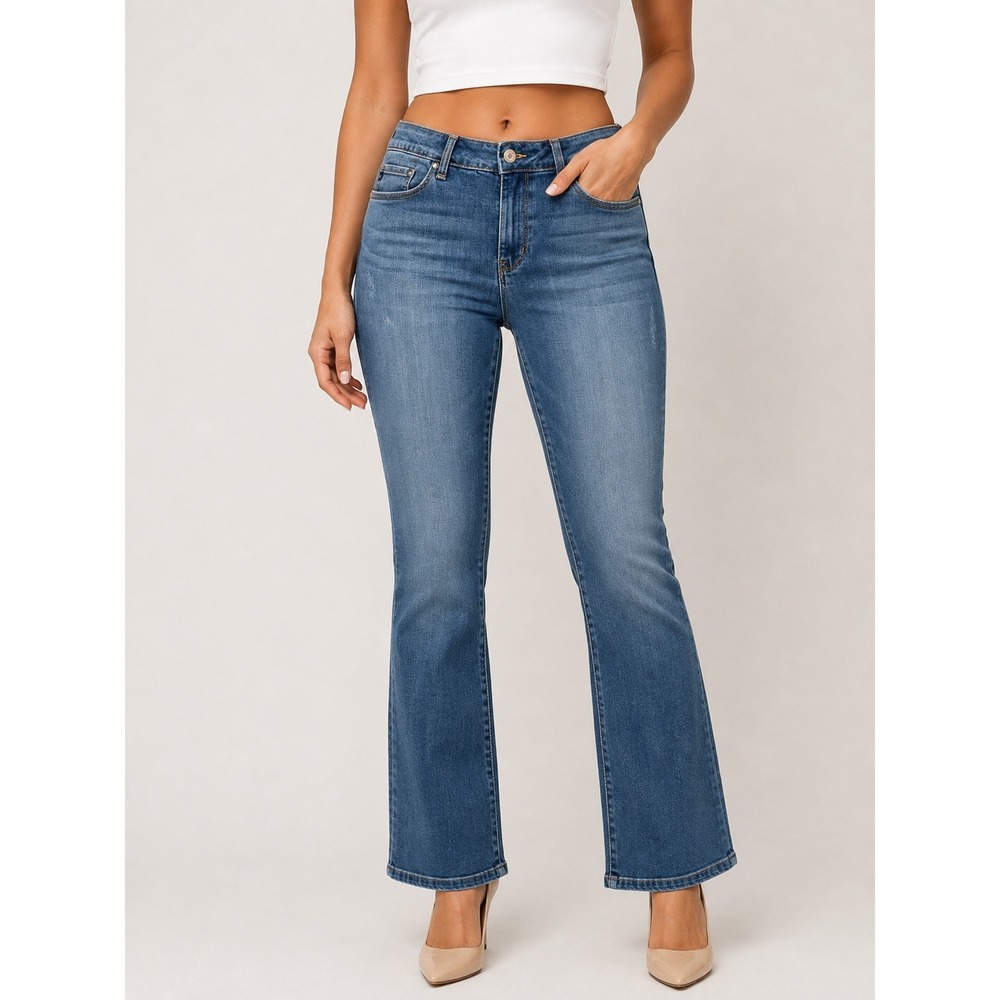 Lee Platinum Label Curvy Fit Bootcut Jeans Medium Wash Blue Denim Women 12M